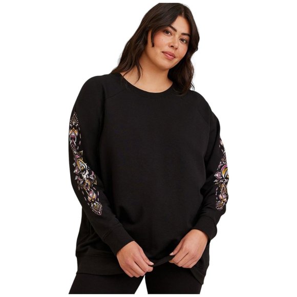 torrid Tops - 724. LARGE Oversized - TORRID Butterfly Super Soft Fleece Black Sweatshirt NEW